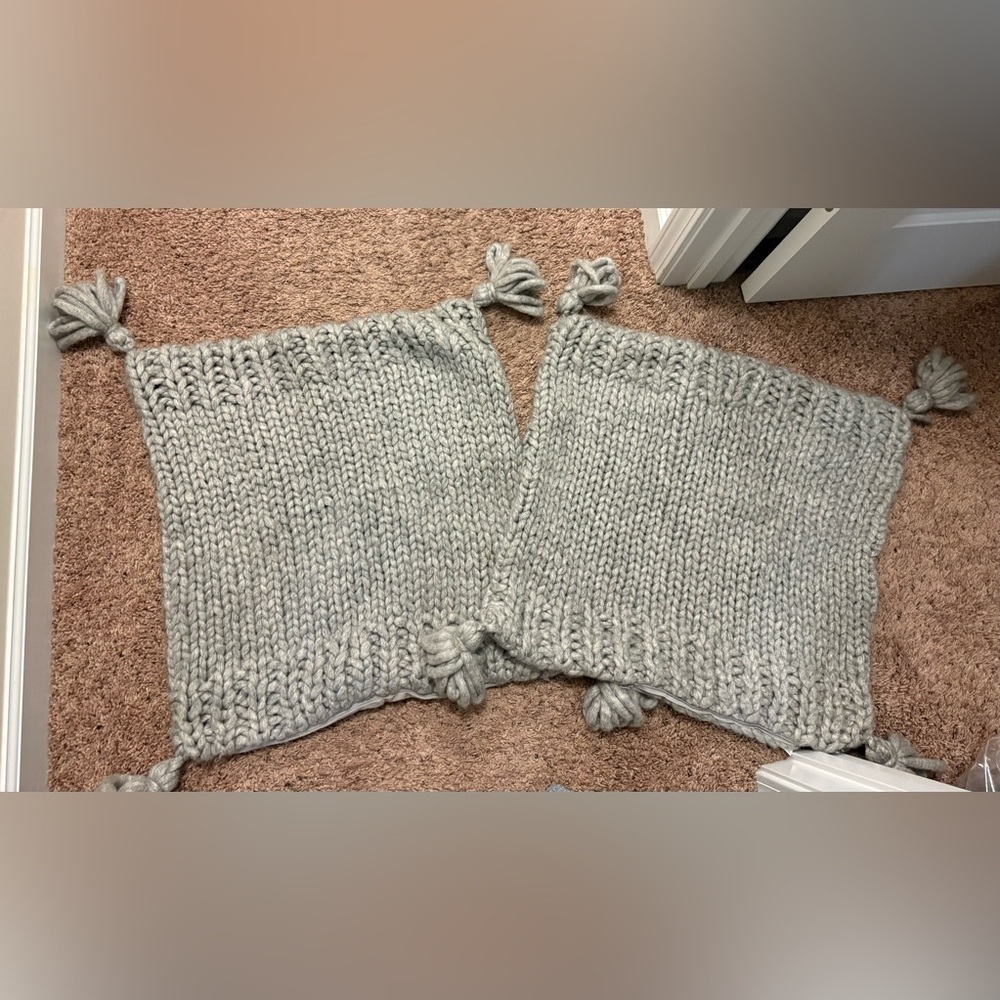Like new Crate and barrel 23x23 inches Chunky Knit Gray Pillow Covers